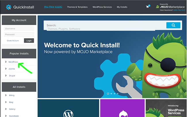 To install WordPress using QuickInstall on Hostgator
